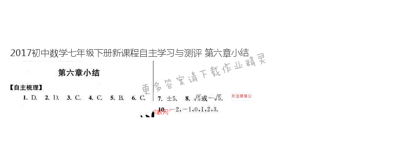 2017初中数学七年级下册新课程自主学习与测评 第六章小结