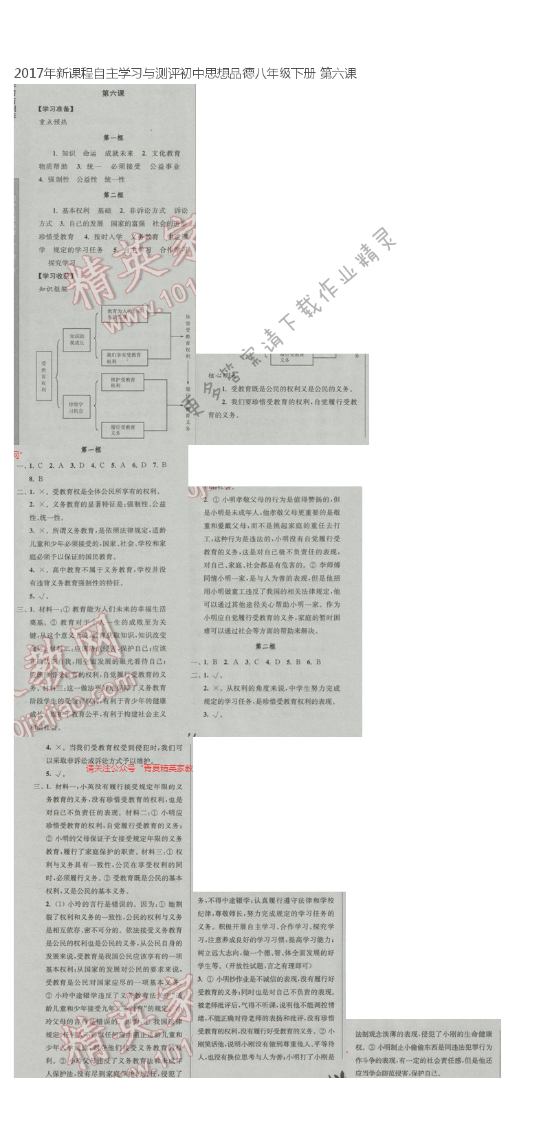 2017年新课程自主学习与测评初中思想品德八年级下册 第六课