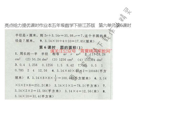 亮点给力提优课时作业本五年级数学下册江苏版   第六单元第6课时