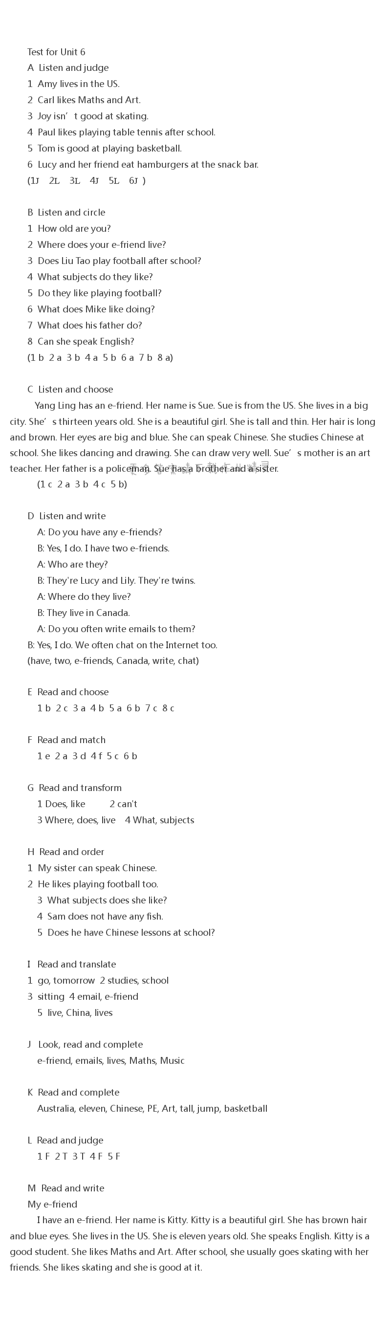 5A Test for Unit 6课课练答案