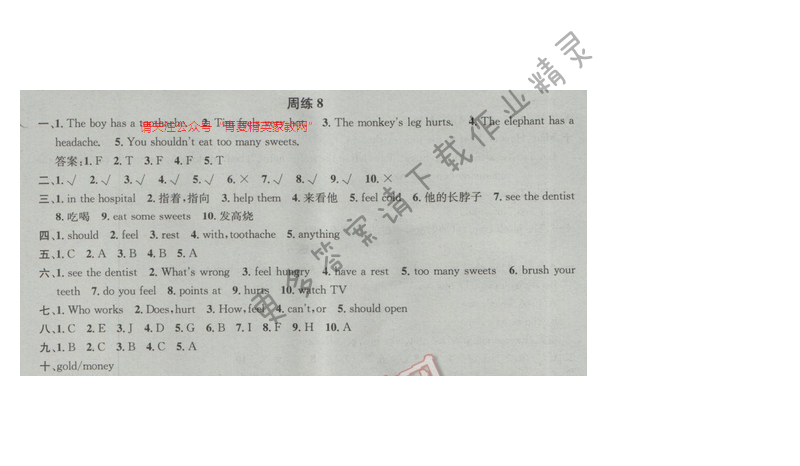 2017年江蘇版提優(yōu)訓(xùn)練非常階段123五年級(jí)英語(yǔ)下冊(cè) 周練8