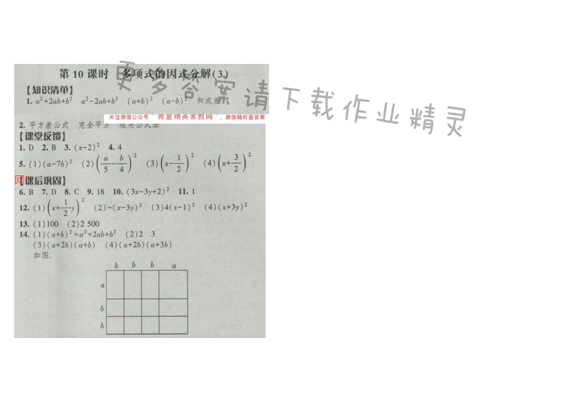 2017經(jīng)綸學(xué)典新課時(shí)作業(yè)七年級(jí)數(shù)學(xué)下冊(cè)江蘇版第九章 第10課時(shí) 多項(xiàng)式的因...