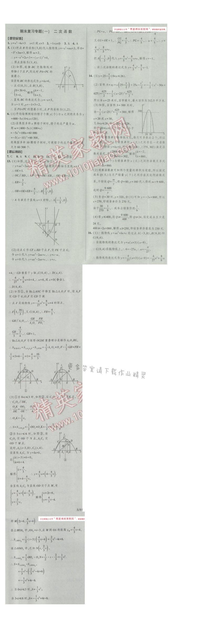 2017年经纶学典新课时作业九年级数学下册江苏版期末复习专题（一）