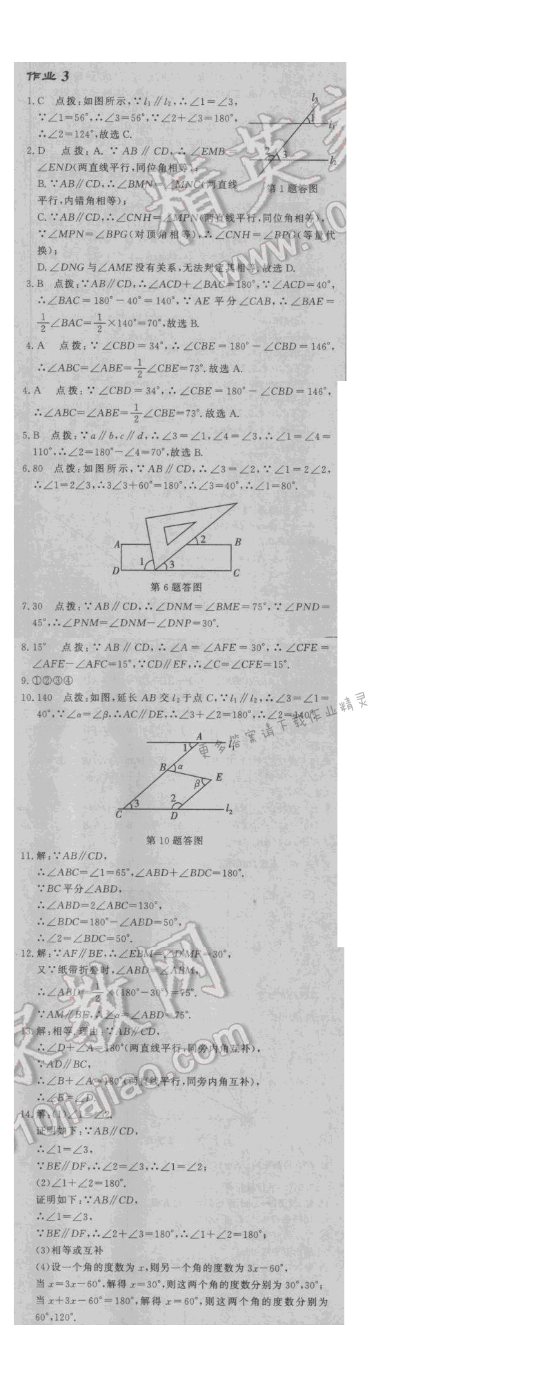 2017启东中学作业本七年级数学江苏版作业3答案