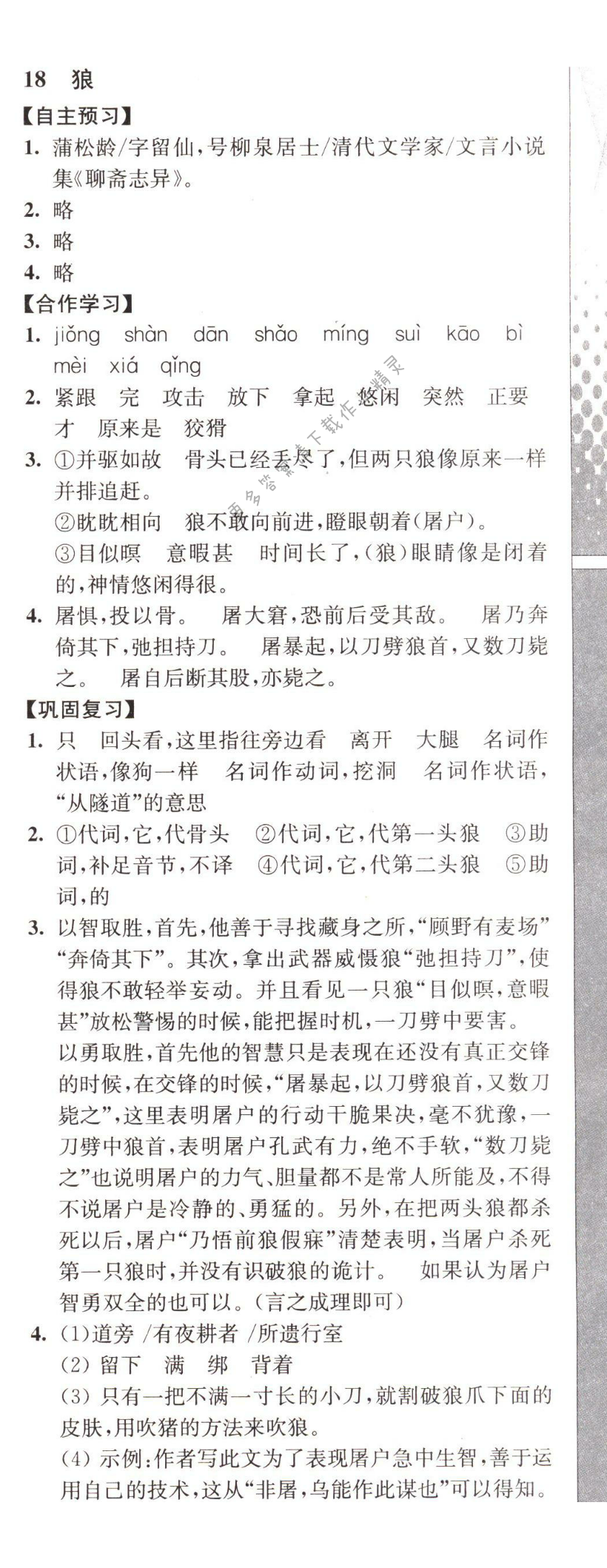 狼自主学习与测评人教版