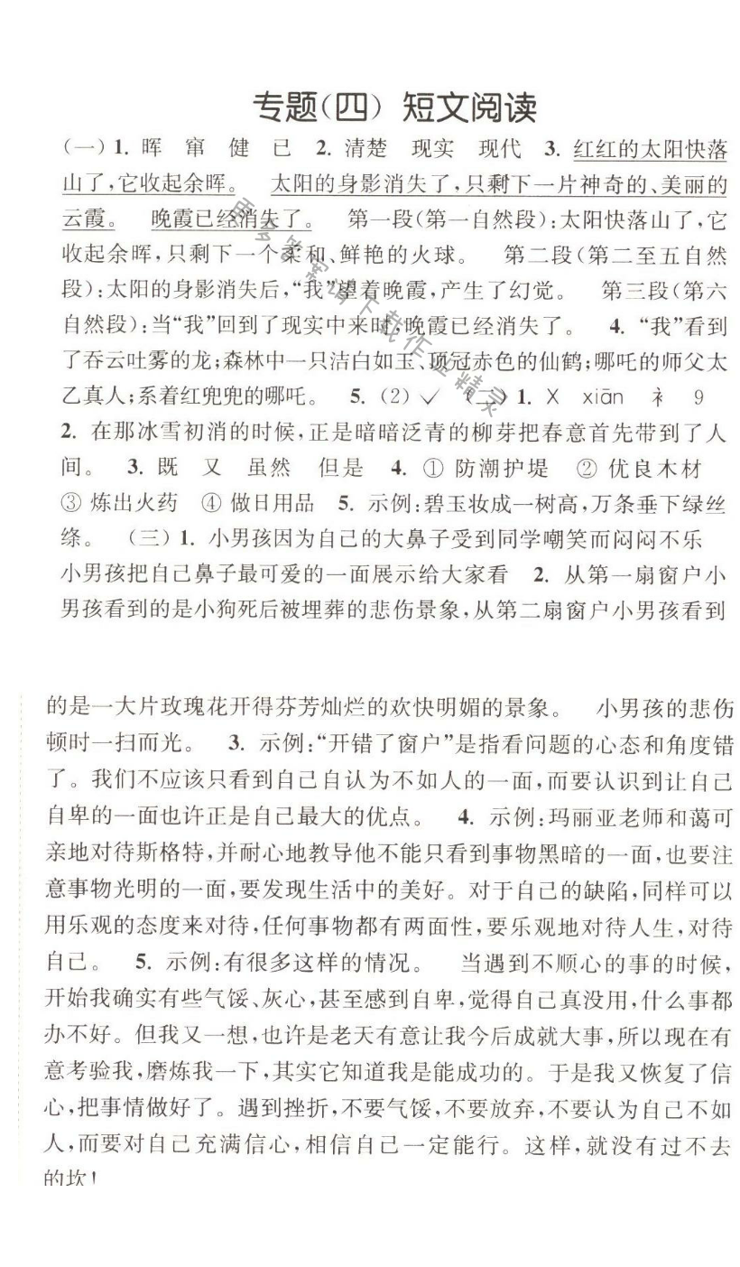 专题（四）短文阅读