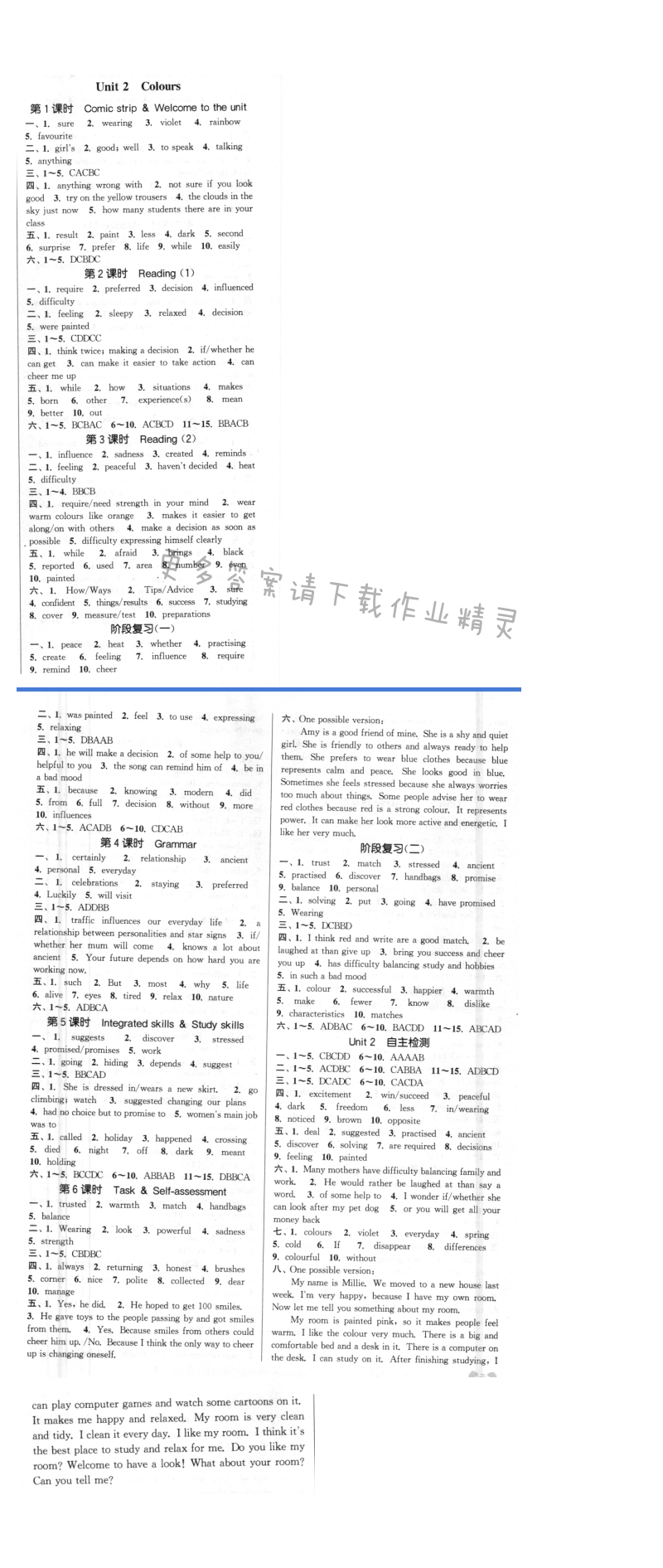 Unit 2 Colors 通城学典课时作业本英语译林版