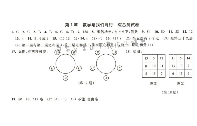 第1章 数学与我们同行综合测试卷 课课练