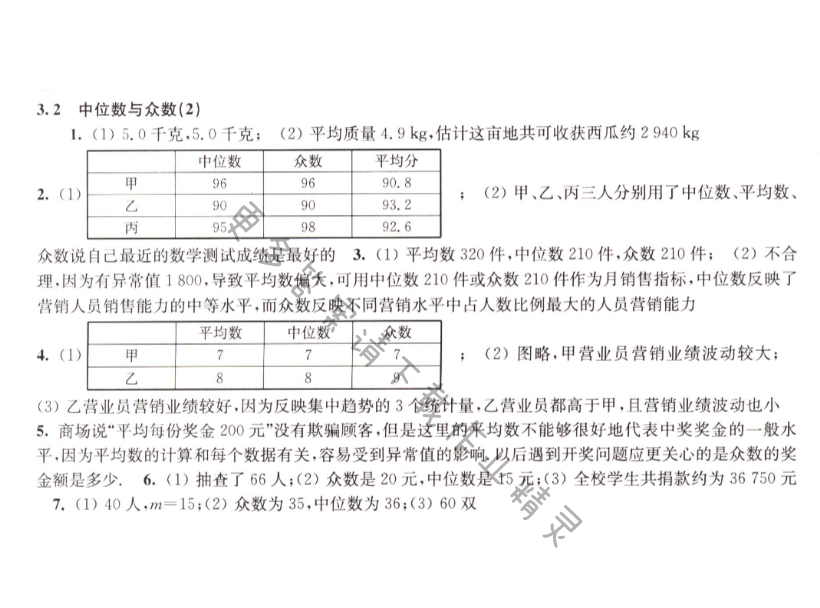 3.2中位数与众数（2）