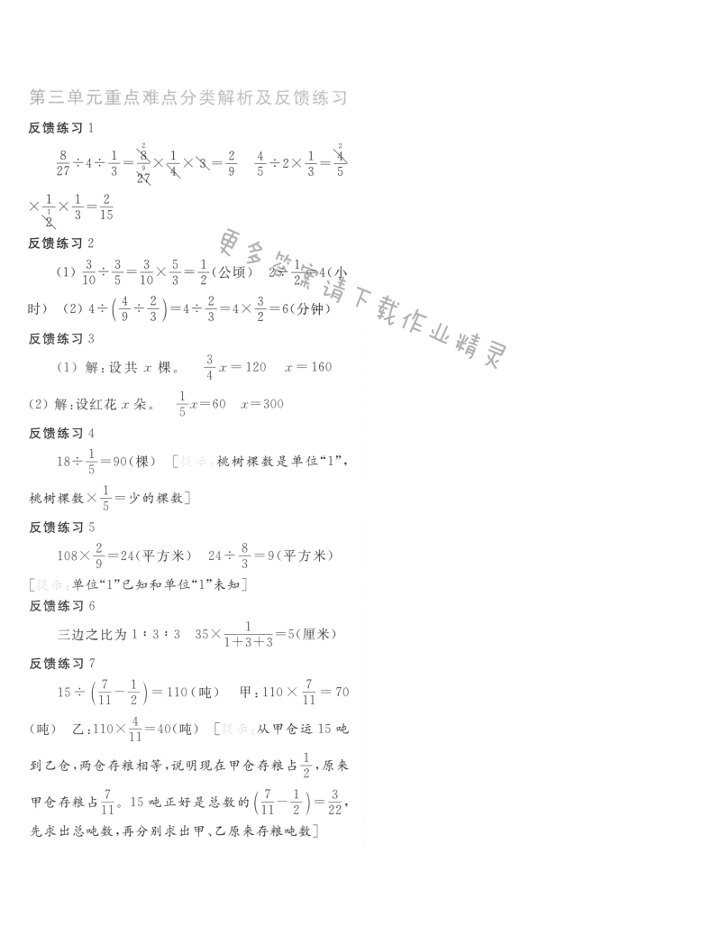 第三单元重点难点分类解析及反馈练习