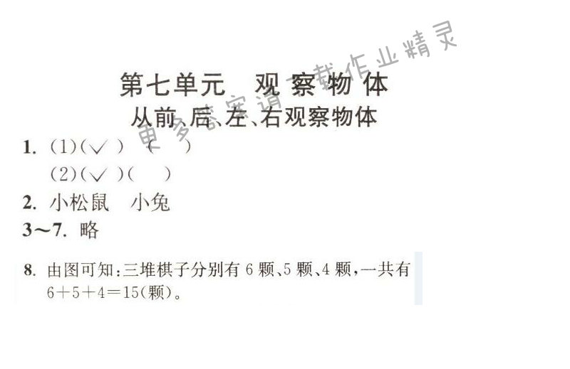 从前、后、左、右观察物体