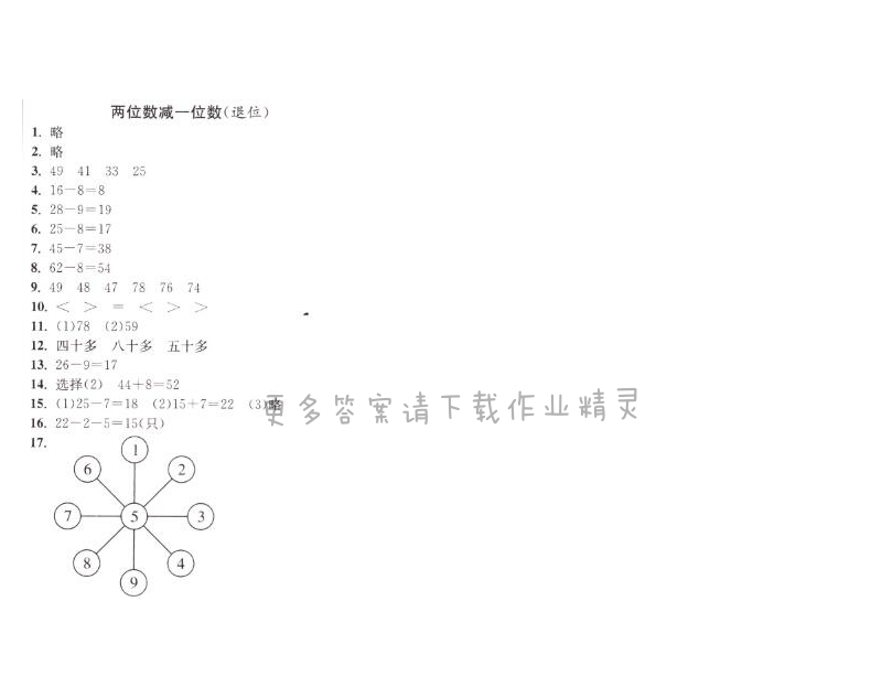 两位数减一位数（退位）