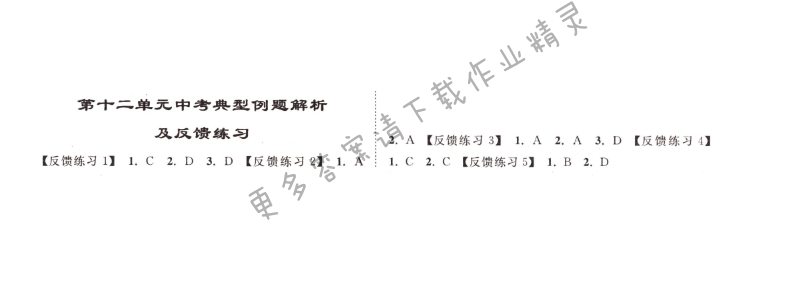 第十二单元中考典型例题解析及反馈练习