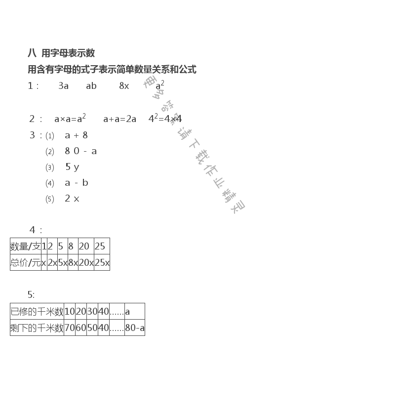 五年级上册数学补充习题第80页答案