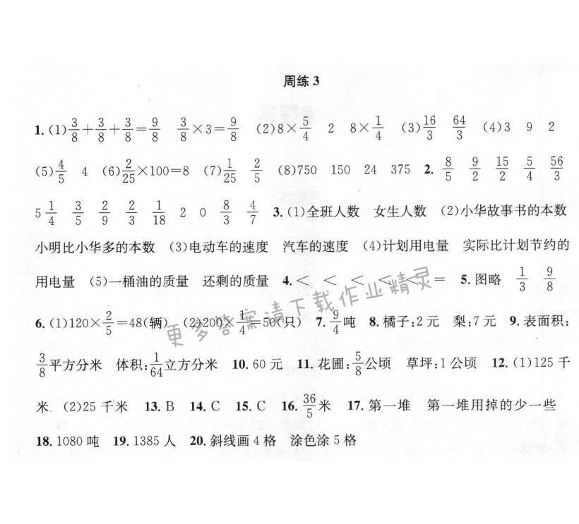 周周练 周练3 分数乘法（1）