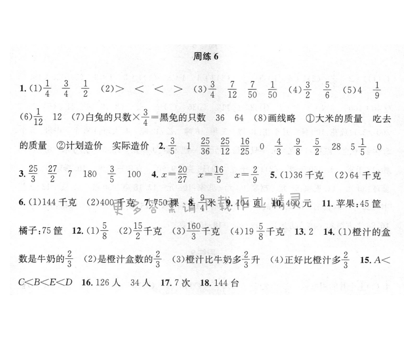 周周练 周练6 分数除法（2）