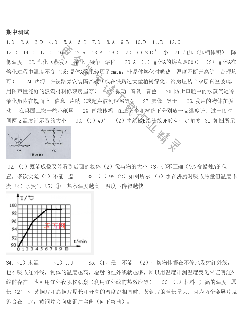 苏科版八年级物理补充习题（上册）期中测试