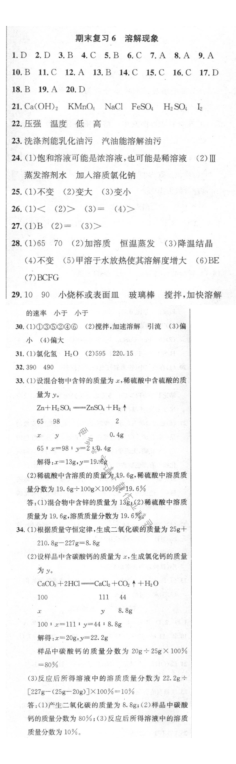 期末复习6 溶解现象