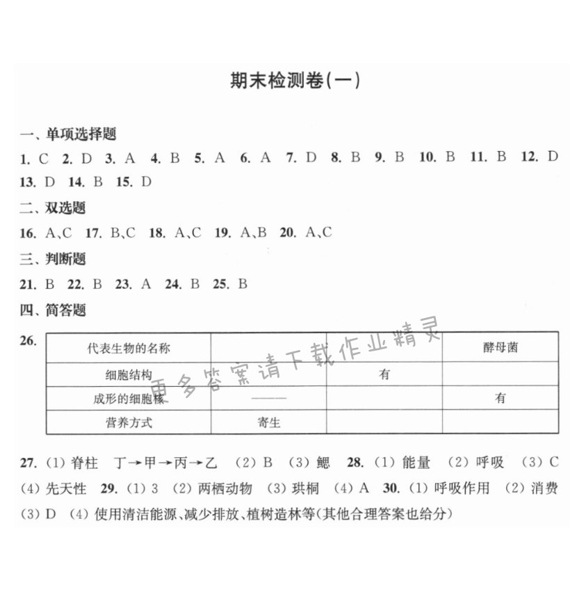 期末检测卷（一）