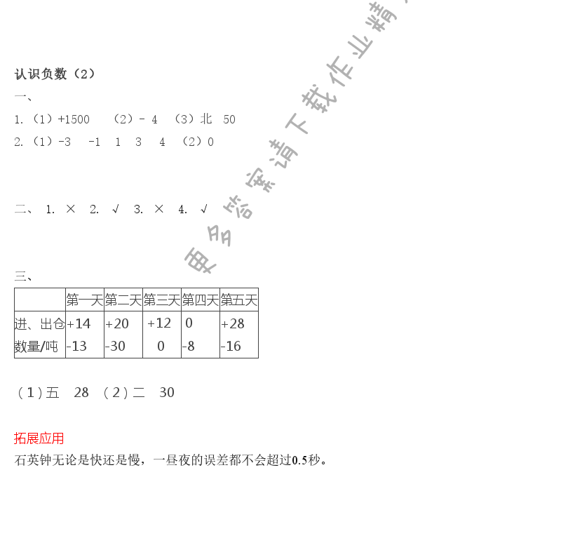 第1单元 认识负数（2）