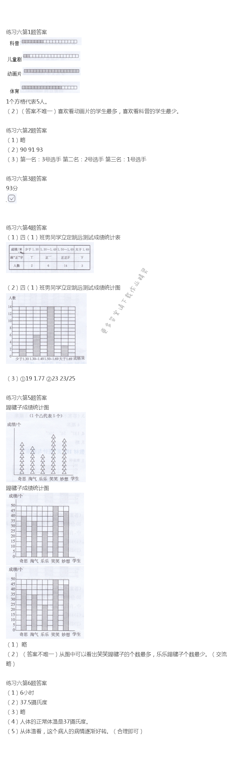 北师大版四年级下册数学书练习六答案