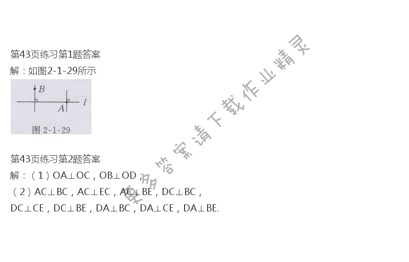 北师大版七年级下册数学书第43页练习答案