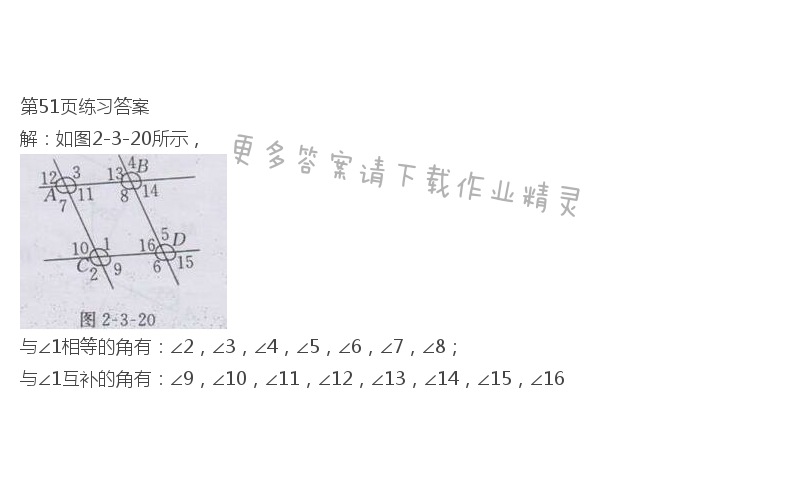 北师大版七年级下册数学书第51页练习答案