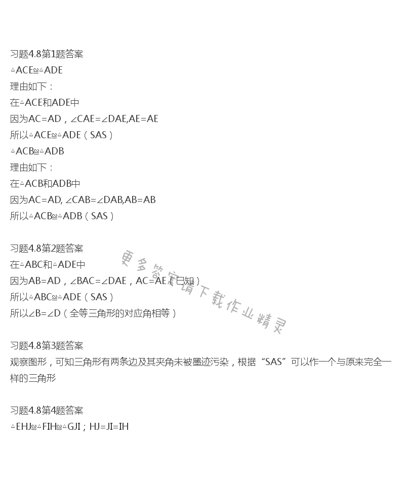 北师大版七年级下册数学书习题4.8答案