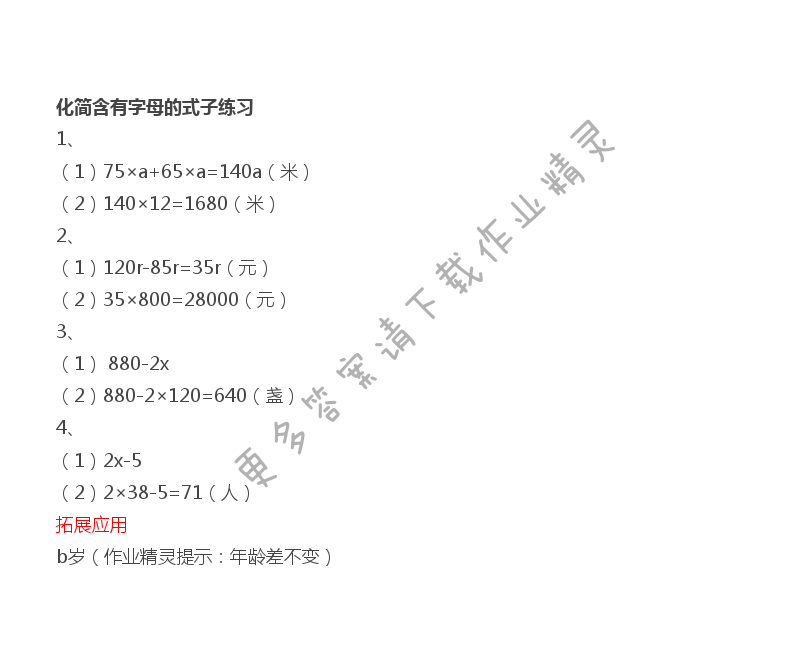 第8单元 化简含有字母的式子练习