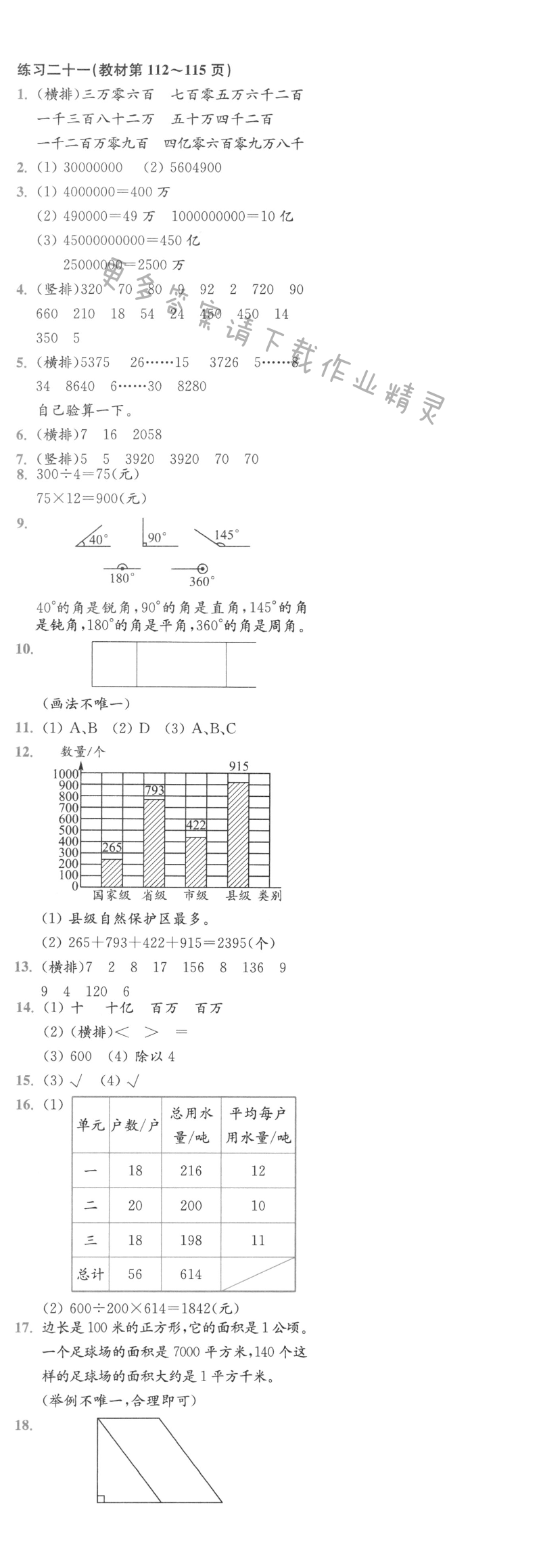 练习二十一（教材第112~115页）