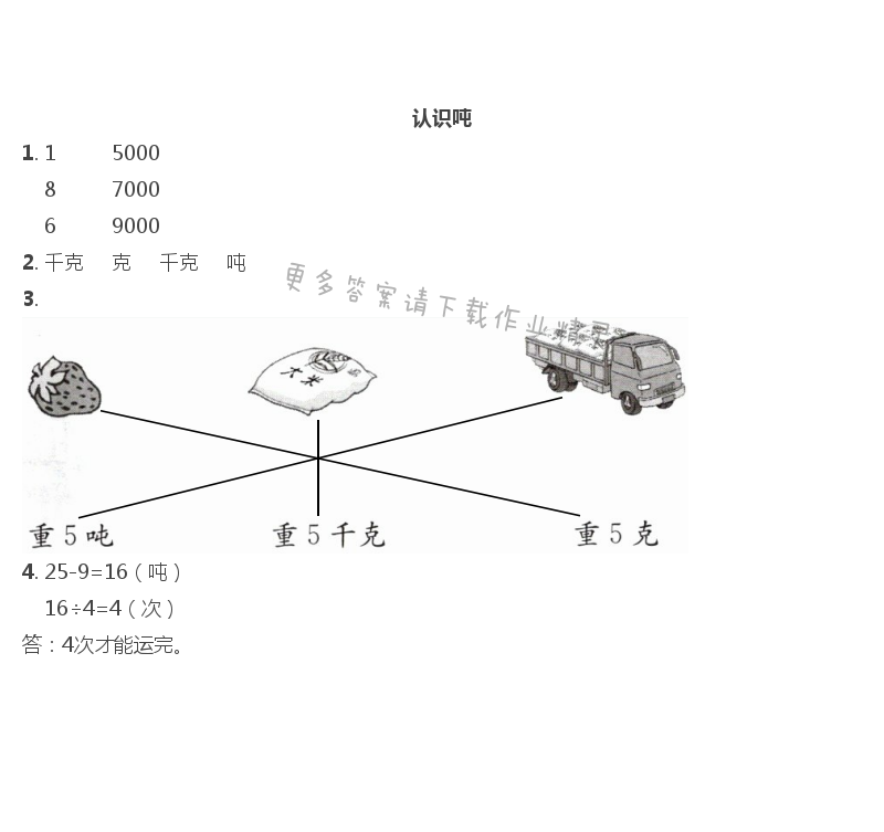 二   千米和吨 - 认识吨