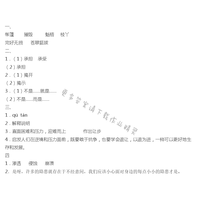 山谷中的谜底补充习题答案