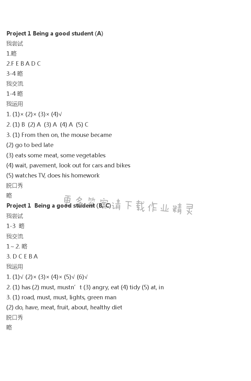 Project 1 Being a good student - 苏人版伴你学英语六年级下册配译林版 Project1 Being a good student