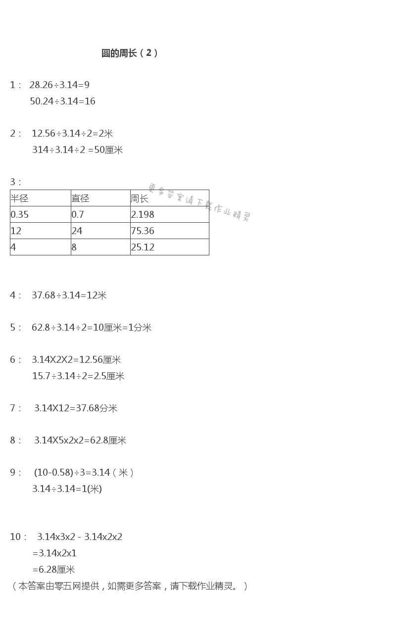 六 圆 - 圆的周长（2）