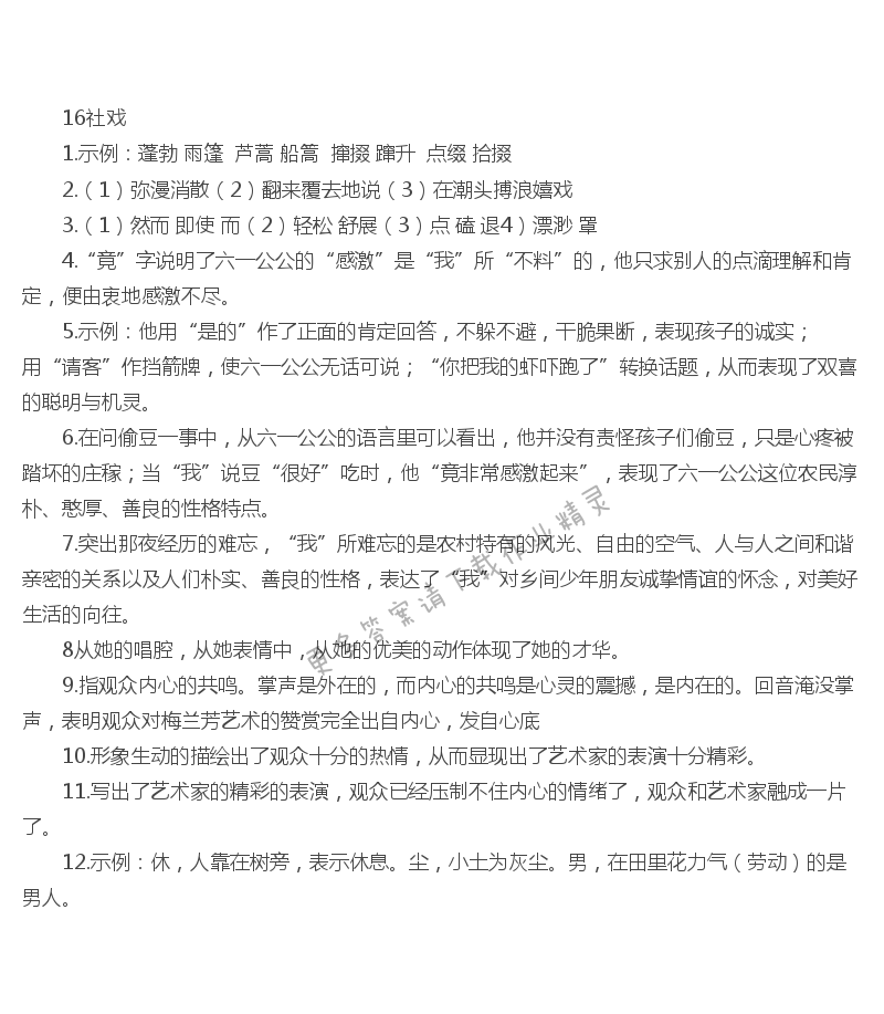 16社戏作业本答案