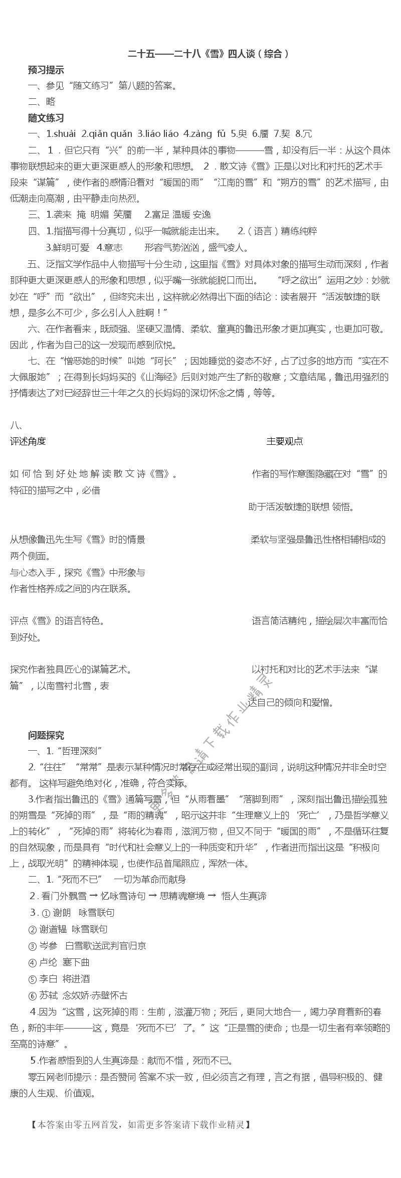 二十五——二十八《雪》四人谈（综合）