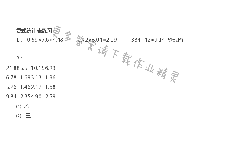 六 统计表和条形统计图（二） - 苏教版五年级上册数学练习与测试答案第82页