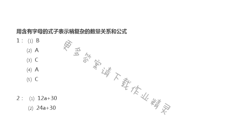 八 用字母表示数 - 苏教版五年级上册数学练习与测试答案第94页