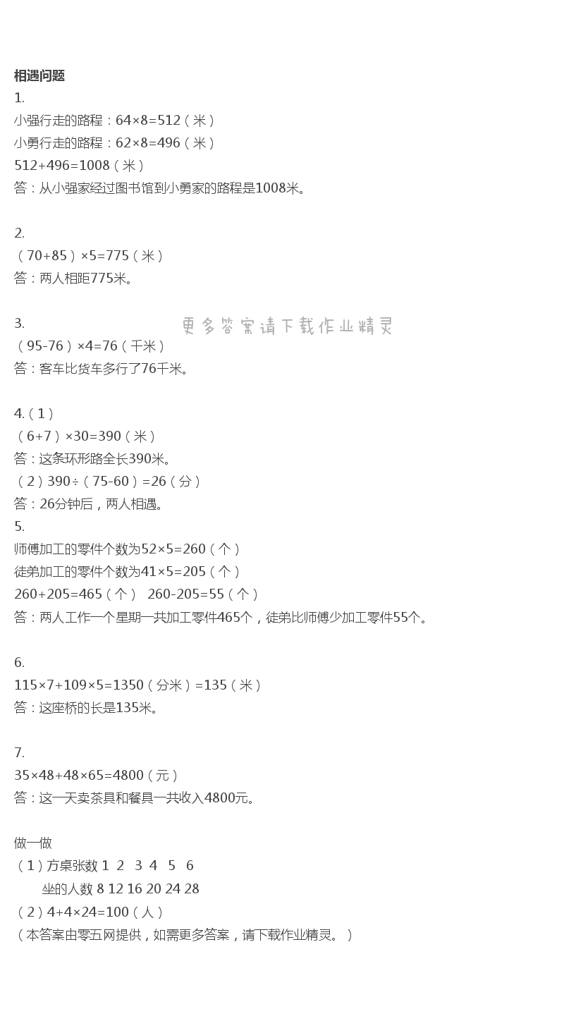 六  运算律 - 相遇问题