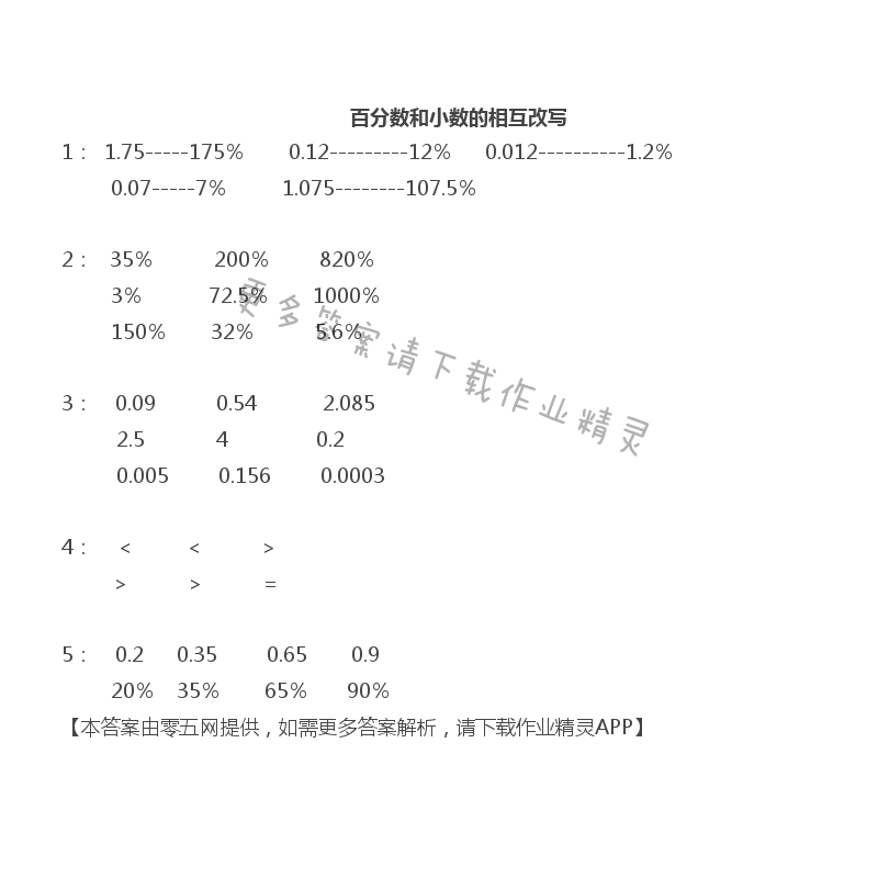 六 百分数 - 六年级上册数学补充习题第66页答案