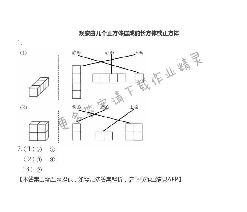 三 观察物体 - 四年级上册数学补充习题第30页答案