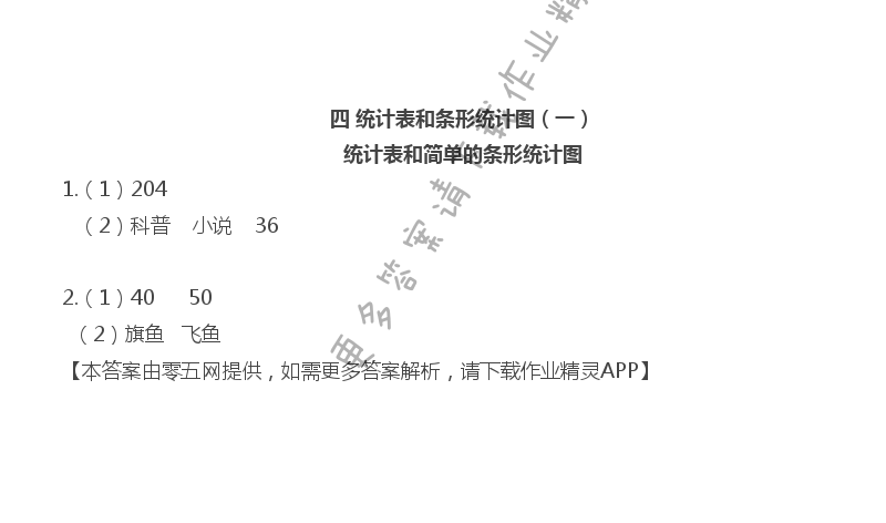 四 统计表和条形统计图（一） - 四年级上册数学补充习题第36页答案
