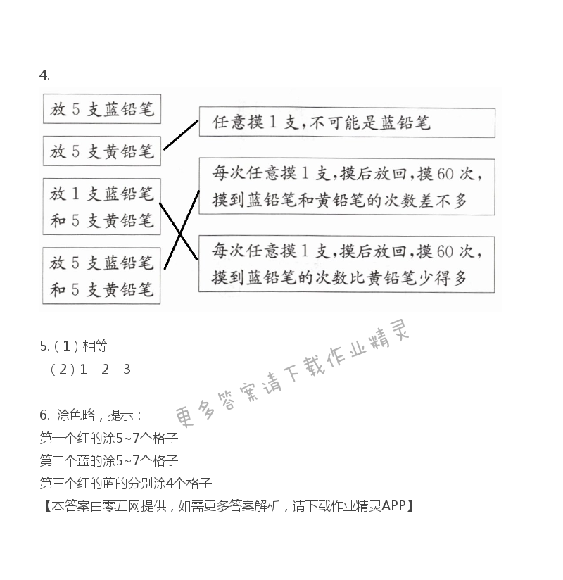 六 可能性 - 四年级上册数学补充习题第57页答案