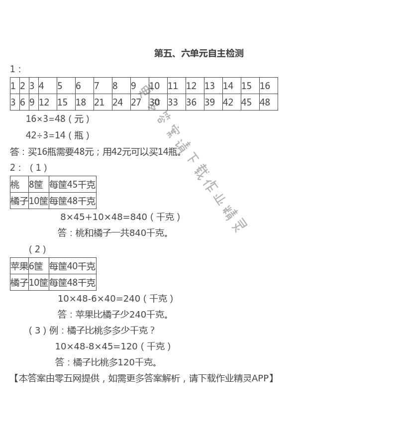 第五、六单元自主检测 - 苏教版四年级上册数学练习与测试答案第79页