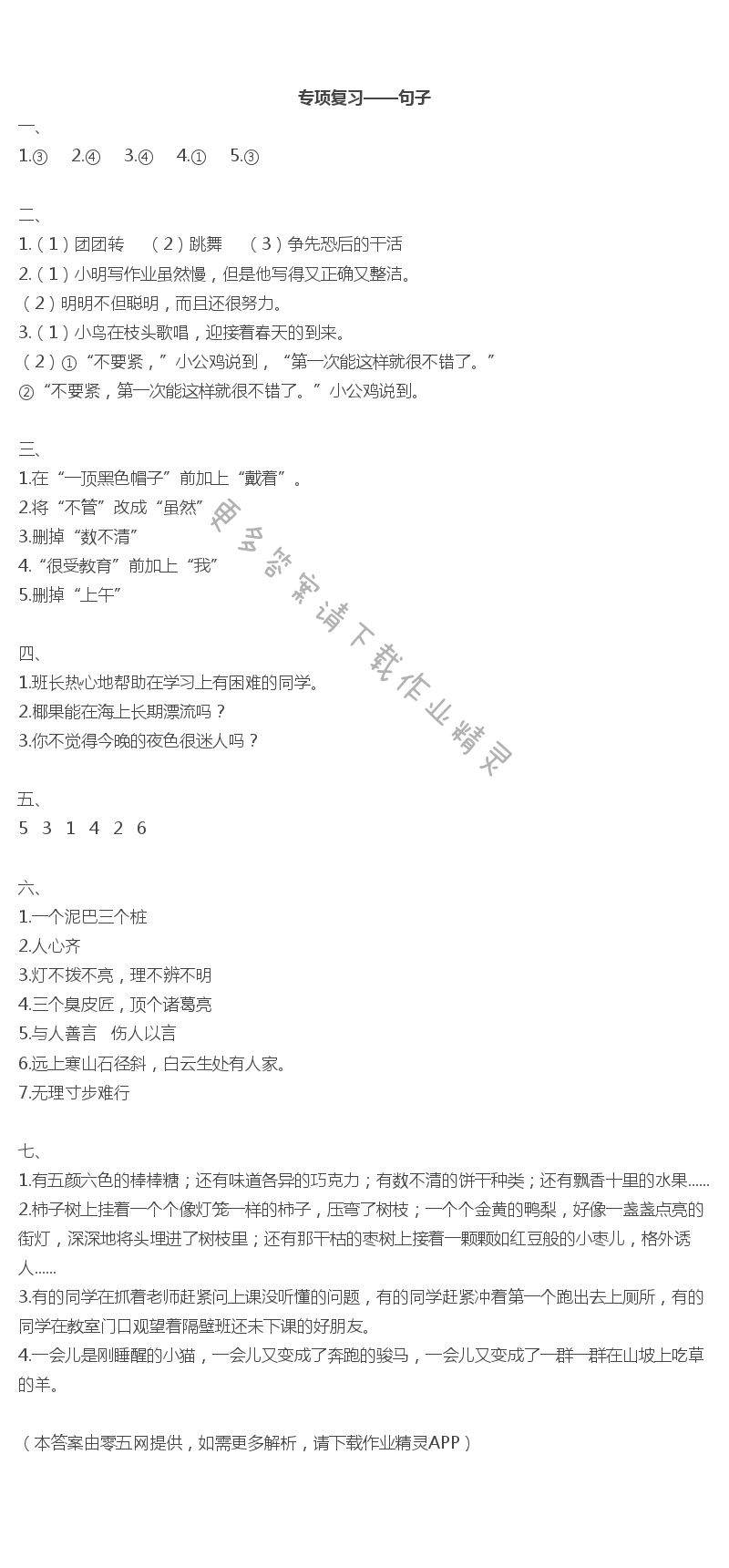 专项复习——句子