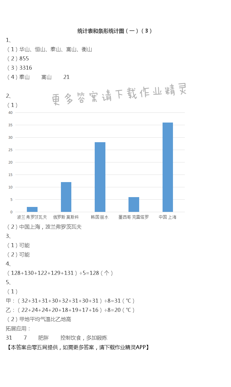四 统计表和条形统计图（一） - 统计表和条形统计图（一）（3）