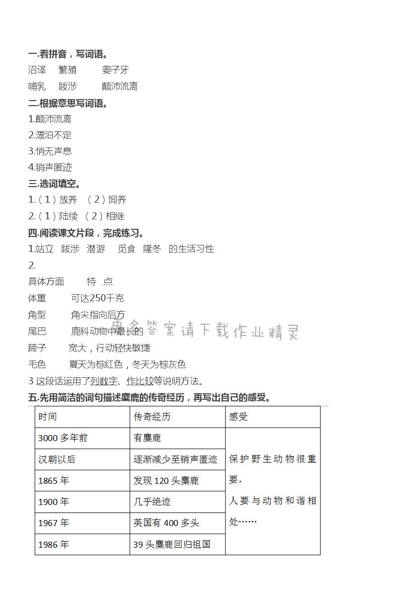 17 麋鹿 - 麋鹿补充习题答案