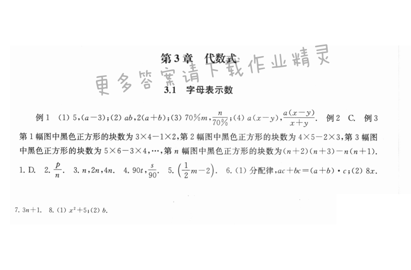 3.1字母表示数 - 3.1字母表示数课课练答案