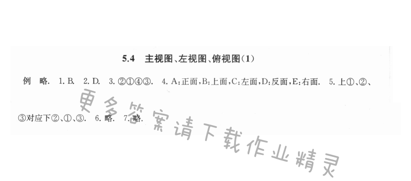 5.4主视图、左视图、俯视图（1） - 5.4主视图、左视图、俯视图1课课练答案