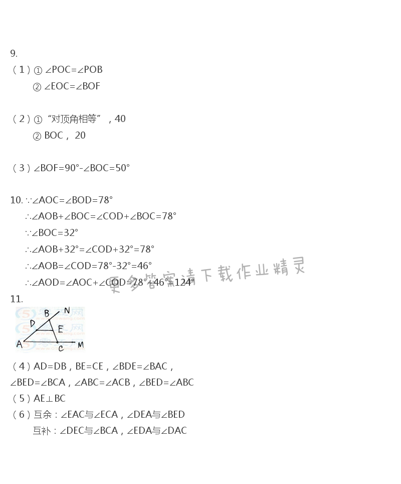 苏教版七年级上册数学补充习题答案第105页